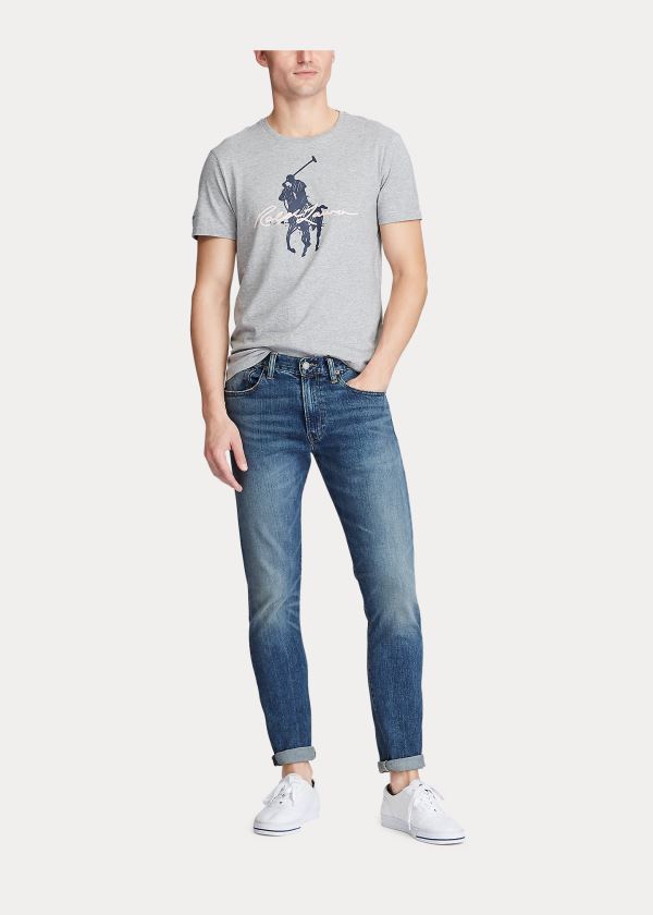 Playeras Ralph Lauren Hombre Grises - Pink Pony Custom Slim - NIADO7450
